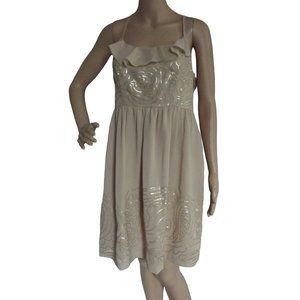 JOHNNY MARTIN Junior Size 11 Nude Tan Beige Gold Sequins Racerback Dress scoop